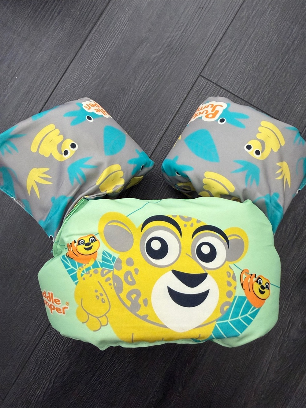 Puddle Jumper Kids Floatie - jungle cat sloths snakes print